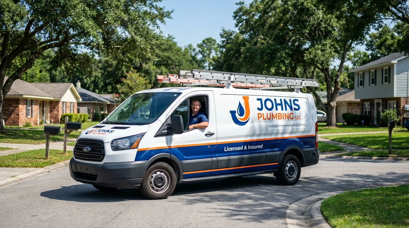 Johns Plumbing LLC service van in New Brockton, AL