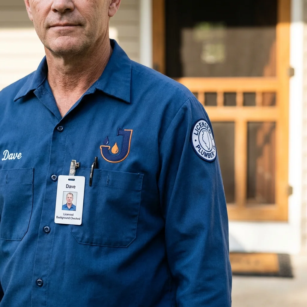 Licensed plumber showing ID badge in New Brockton, AL