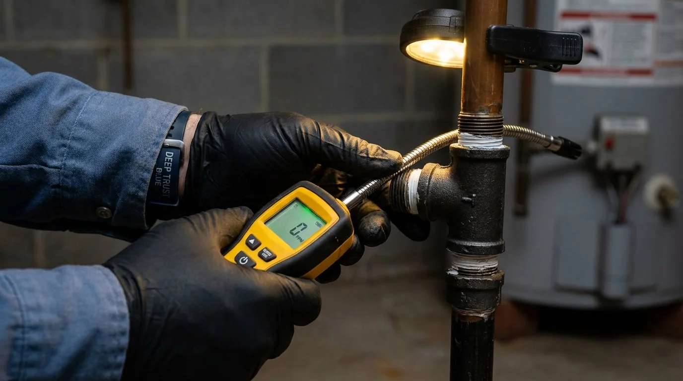 Gas leak detection with electronic sniffer by Johns Plumbing LLC in New Brockton
